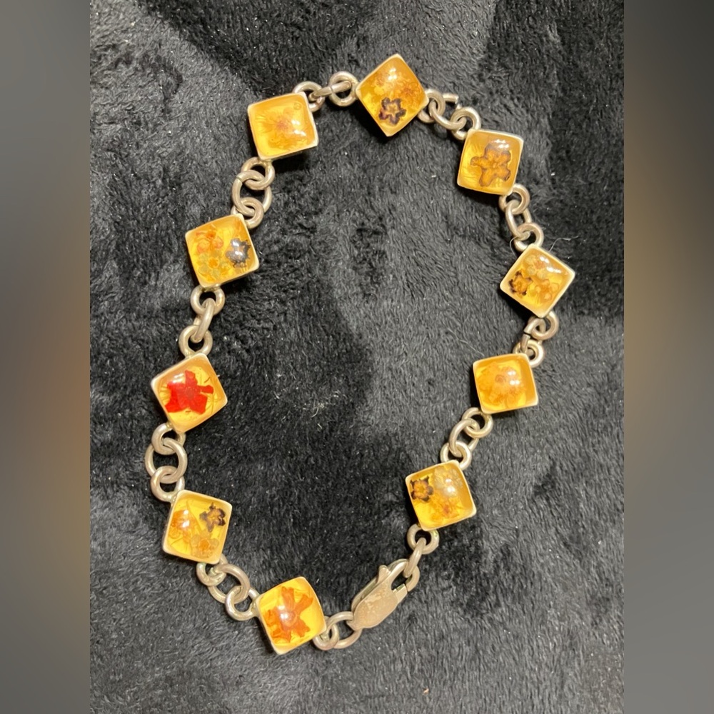 Silver Bracelet Dried Flowers
